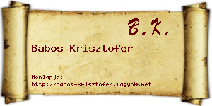 Babos Krisztofer névjegykártya